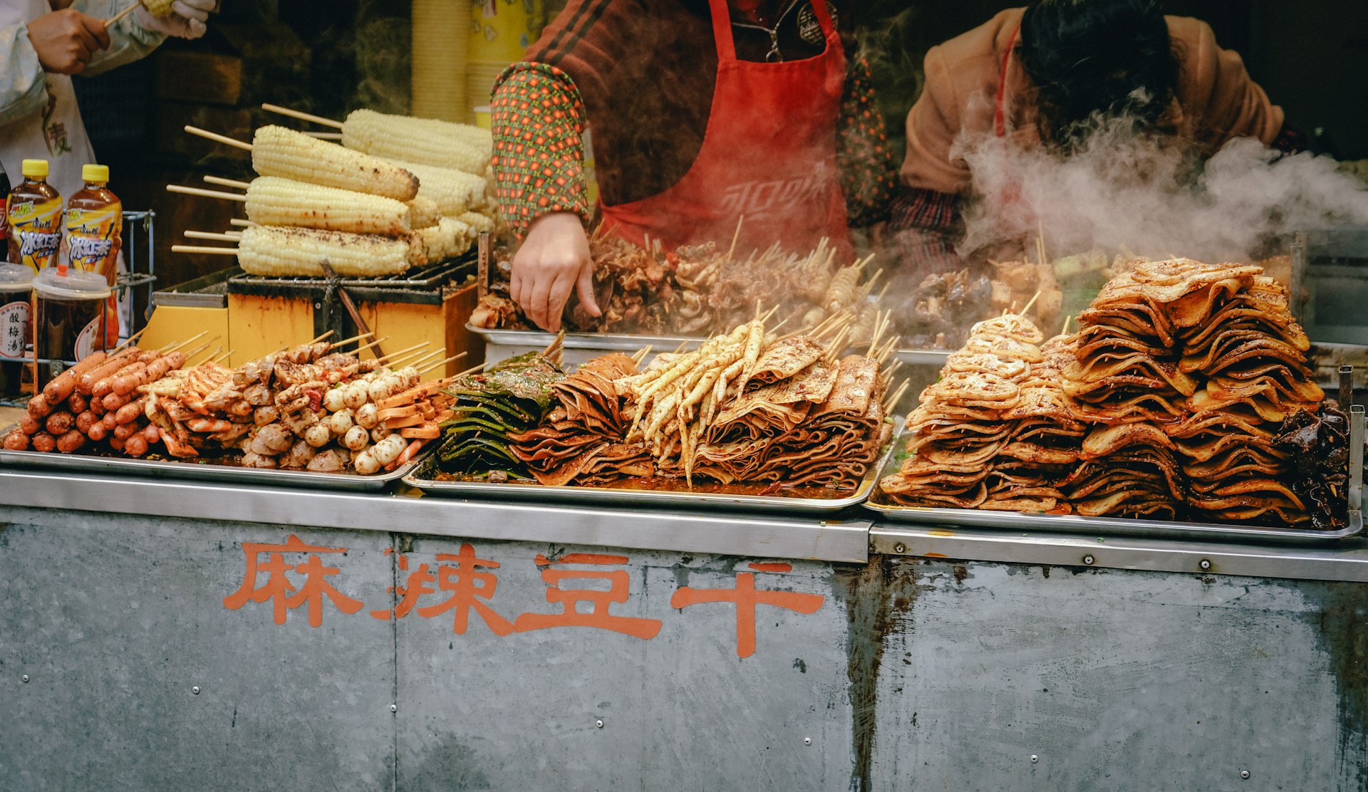 a food stand with a lot of food on it